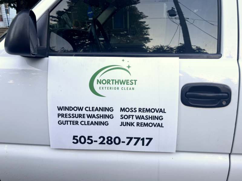 Northwest Exterior Clean truck door lettering with phone number